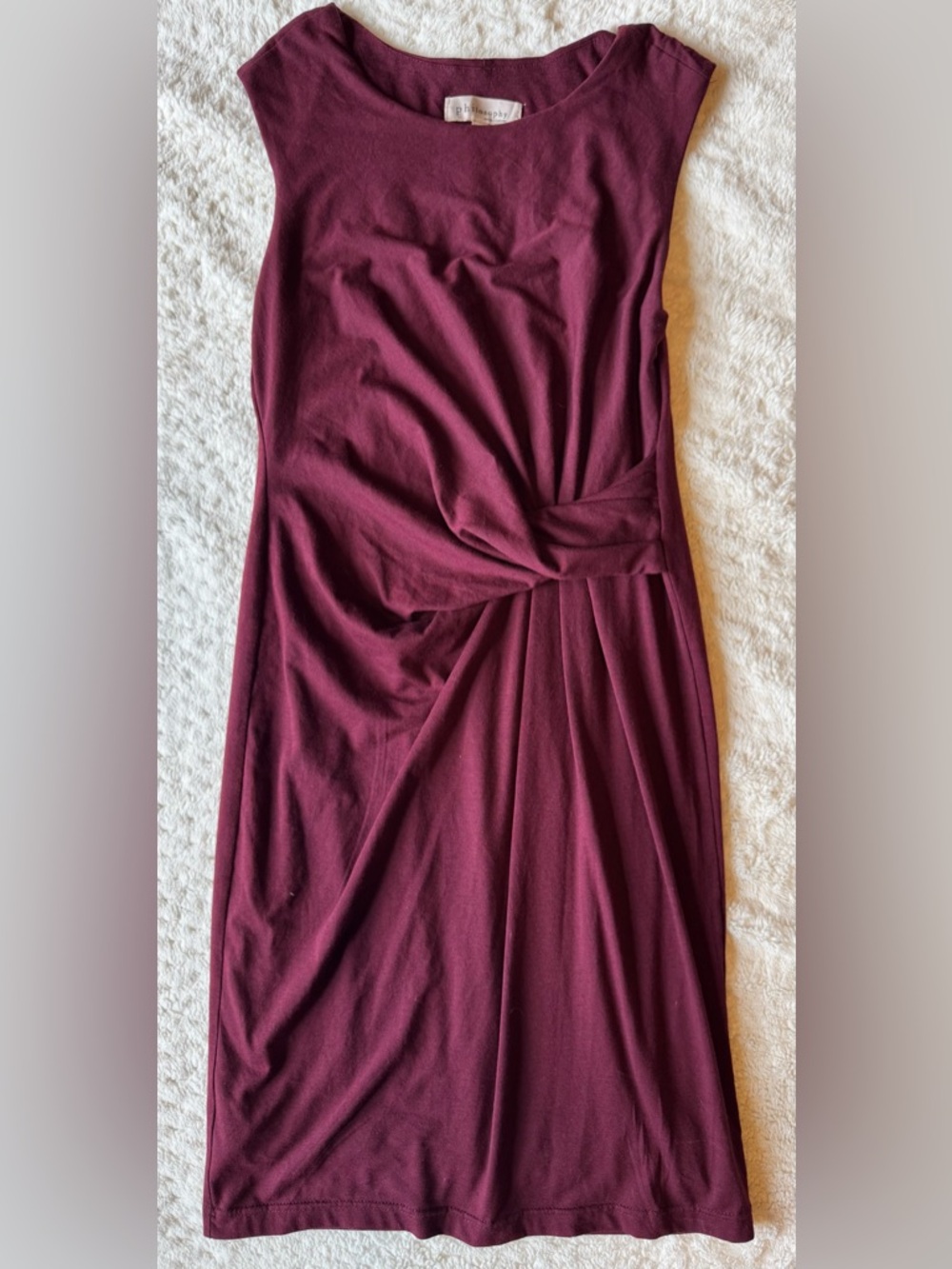 Philosophy Burgundy Sleeveless Twist-Waist Maxi Dress